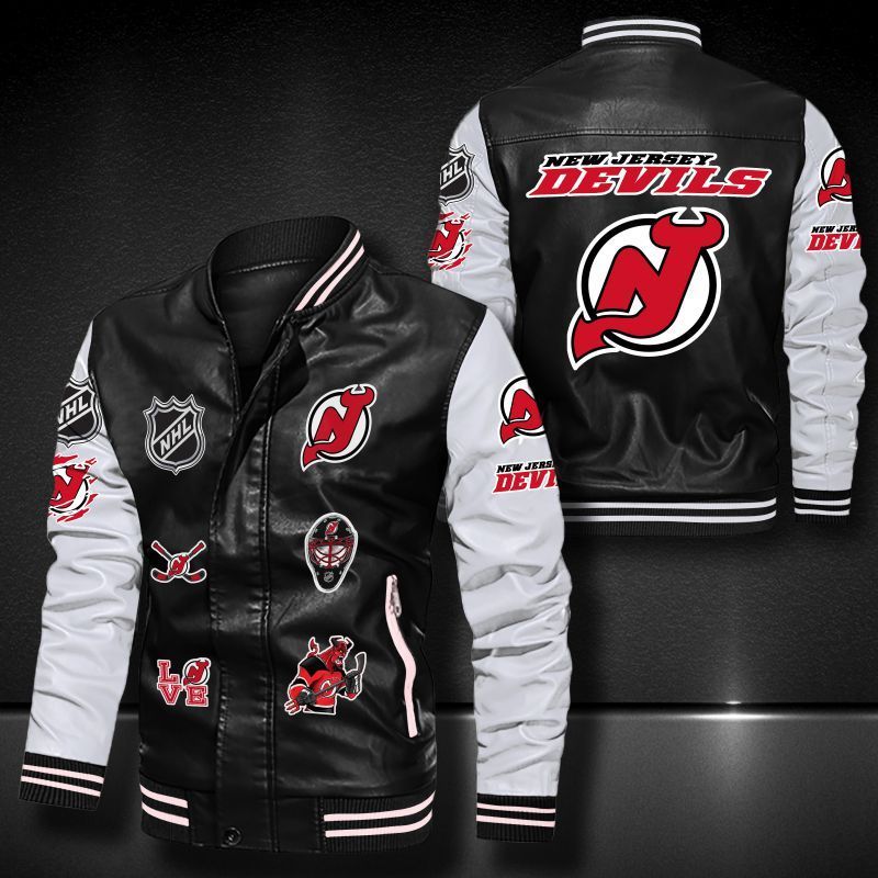 New Jersey Devils Leather Bomber Jacket 1187