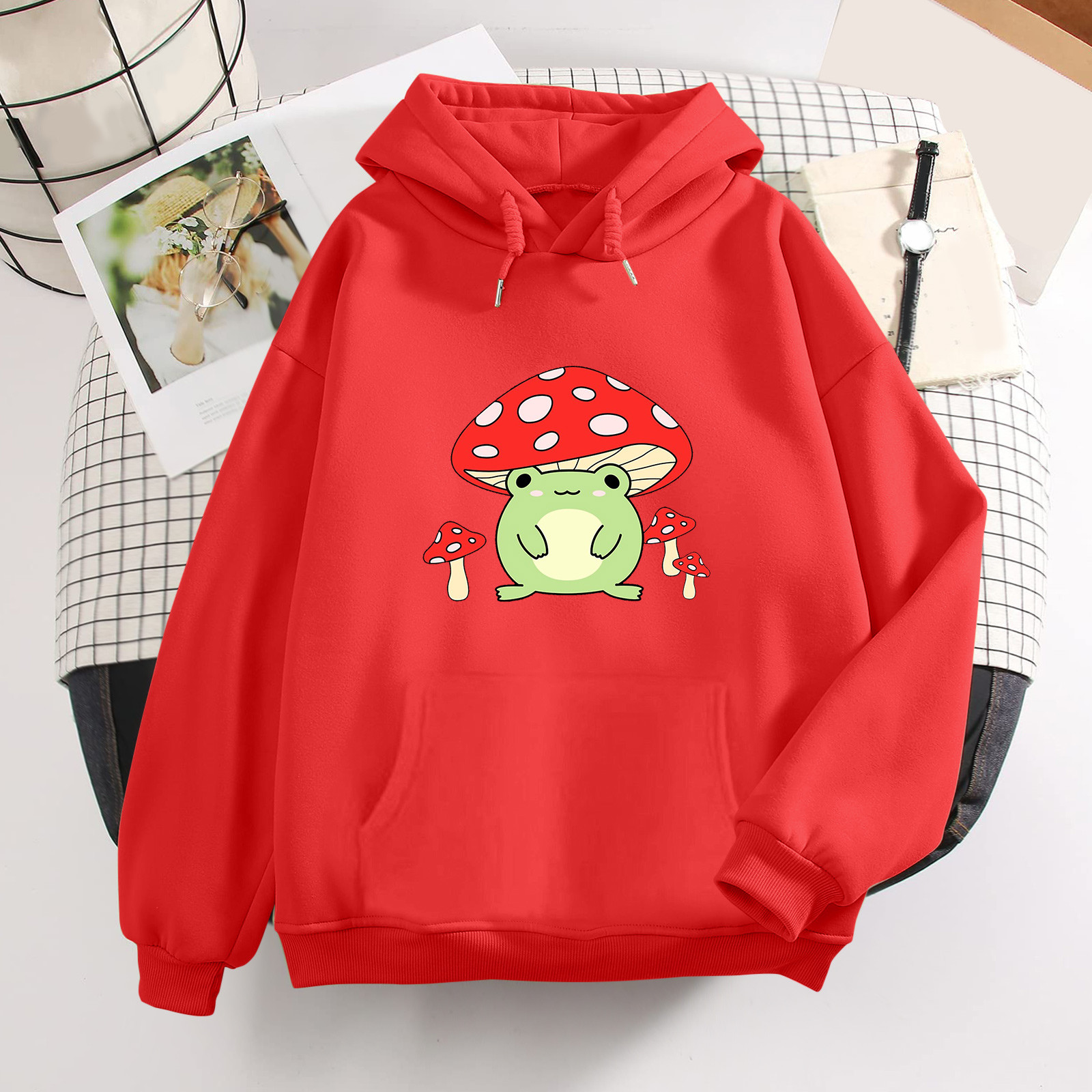 Woolly Threads Sweatshirt Womens Cute Frog Sweatshirt Kawaii Mushroom Hoodie For Teen Girls Clothes Hoodie alx