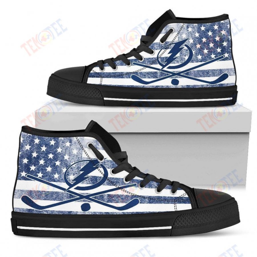 Mens Womens Tampa Bay Lightning High Top Shoes Flag Rugbytop Quality TMT227