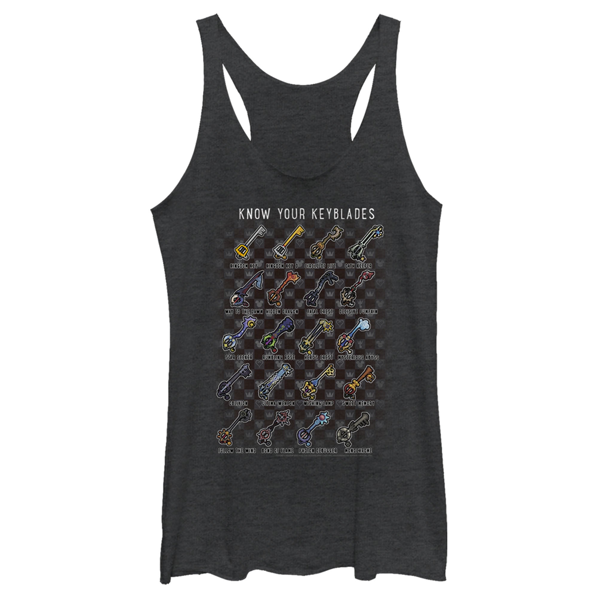 Women’S Kingdom Hearts 2 Know Your Keyblade Racerback Tank Top