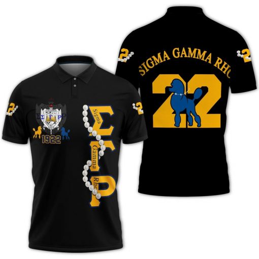 Sigma Gamma Rho 1922 Pearl With Pretty Poodle Black Polo Shirt