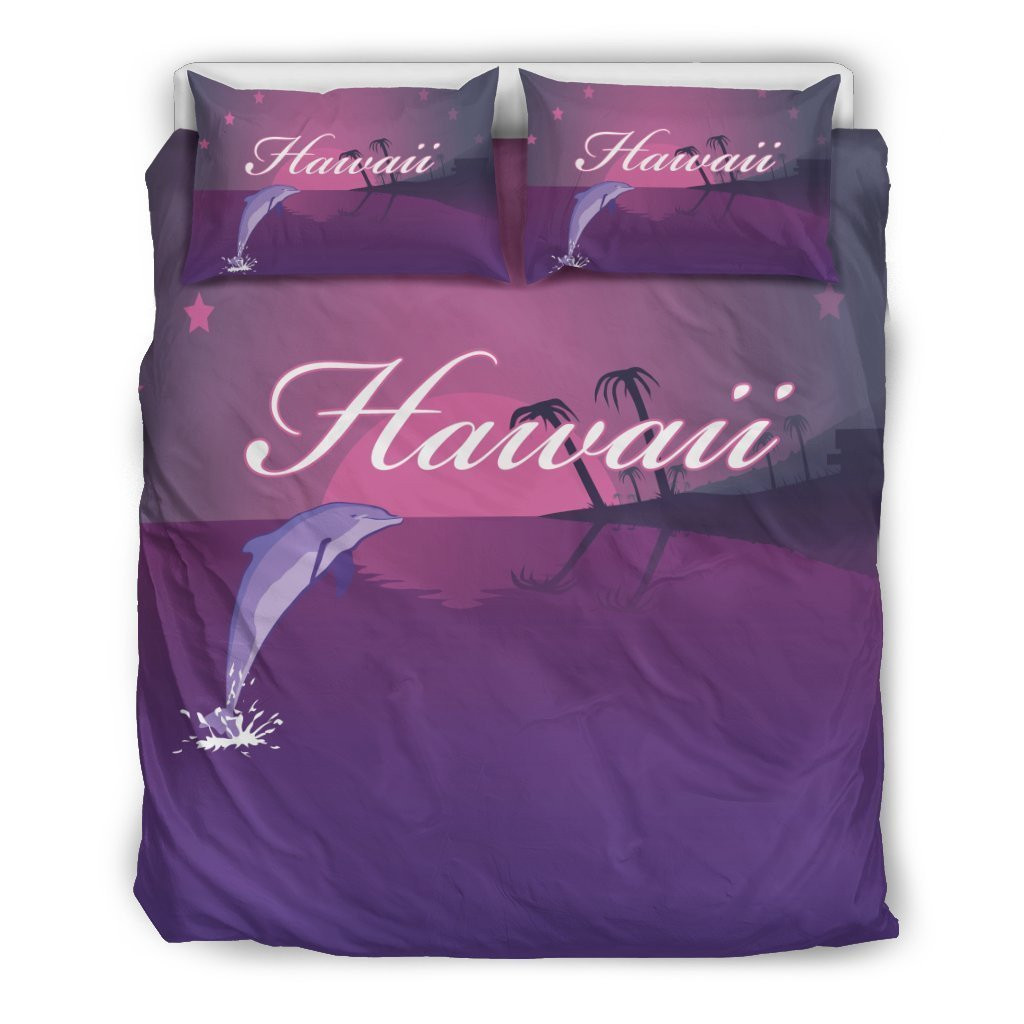 Hawaii Dolphin Violet Sea All Over Print Bedding Set