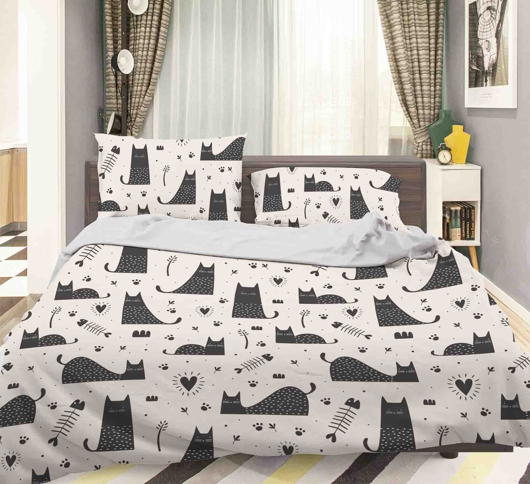 3D Cartoon Cat Animal Pattern Quilt Cover Set Bedding Set Duvet Cover Pillowcases Lxl