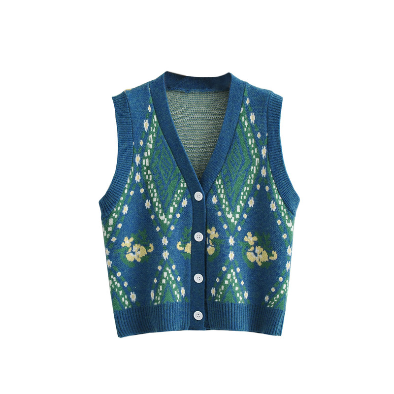 Xingqing Waistcoats Women Autumn V Neck Cardigan Knit Flower Embroidery Vest Sleeveless Jacket Sweater Tops Streetwear alx