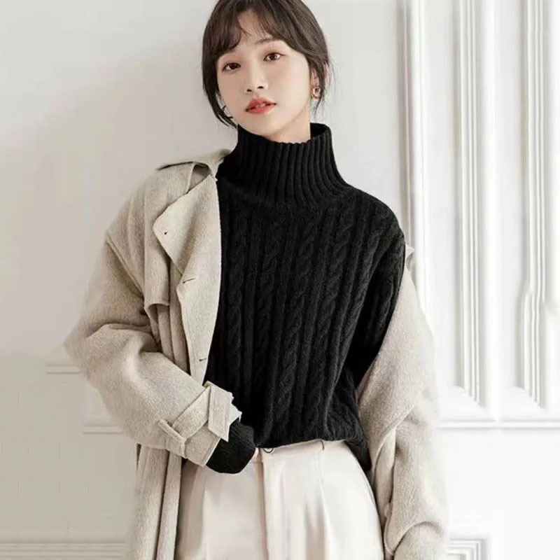 Turtleneck Women’s Sweater Rib Undercoat Sweater Warm Keeping Thick Knitted Pullover In Autumn and Winter Fashion Tops Wholesale alx