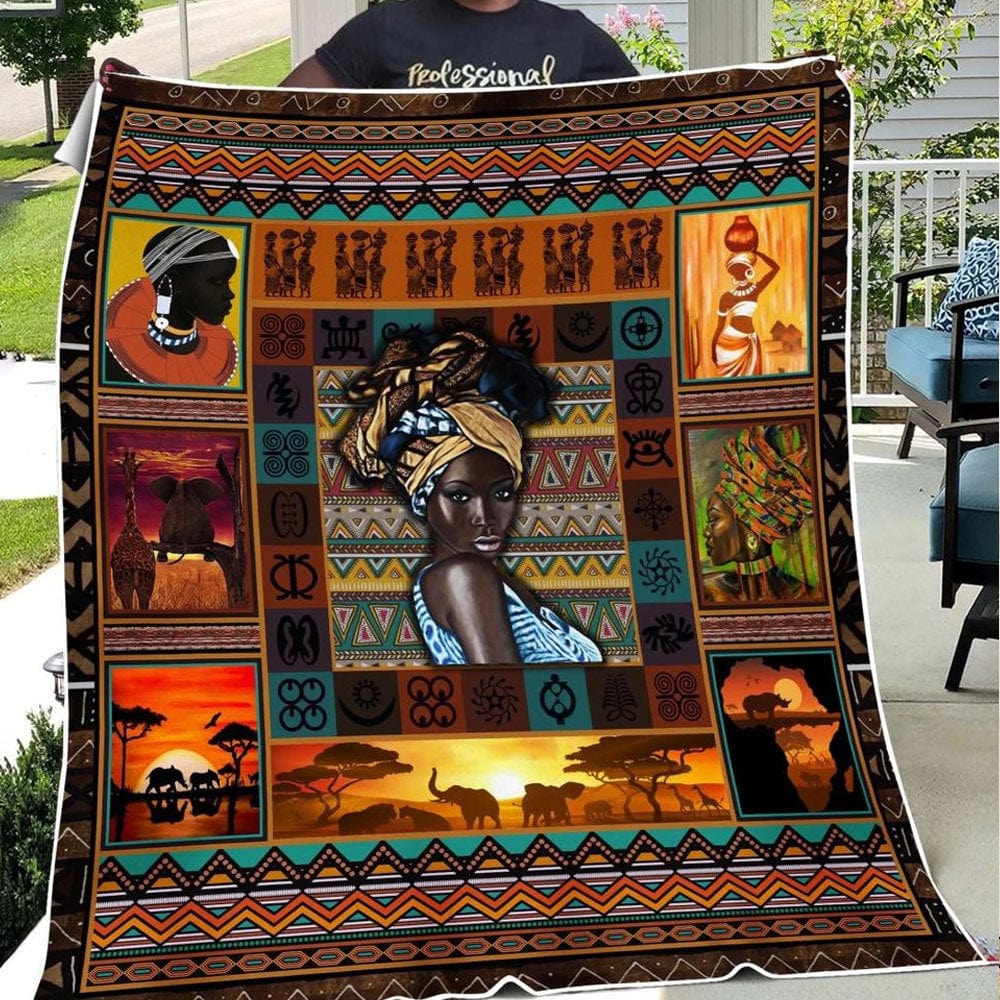 African American With Beautiful Black Girl Fleece & Sherpa Blanket