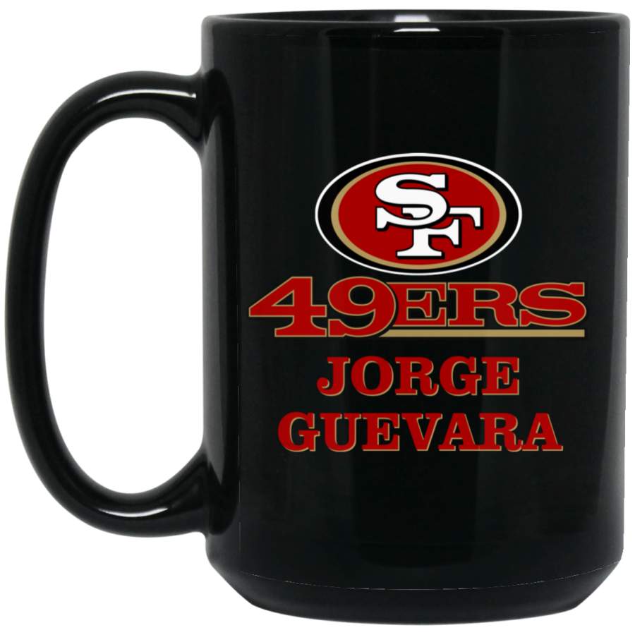 Custom Personalized San Francisco 49ers Logo & Text Jorge GUEVARA BM15OZ 15 oz. Black Mug