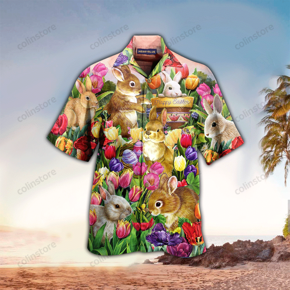 Rabbit Dream And Tulip Garden Happy Easter Edition Hawaiian Shirt, Hawaii Shirt Men, Aloha Shirt