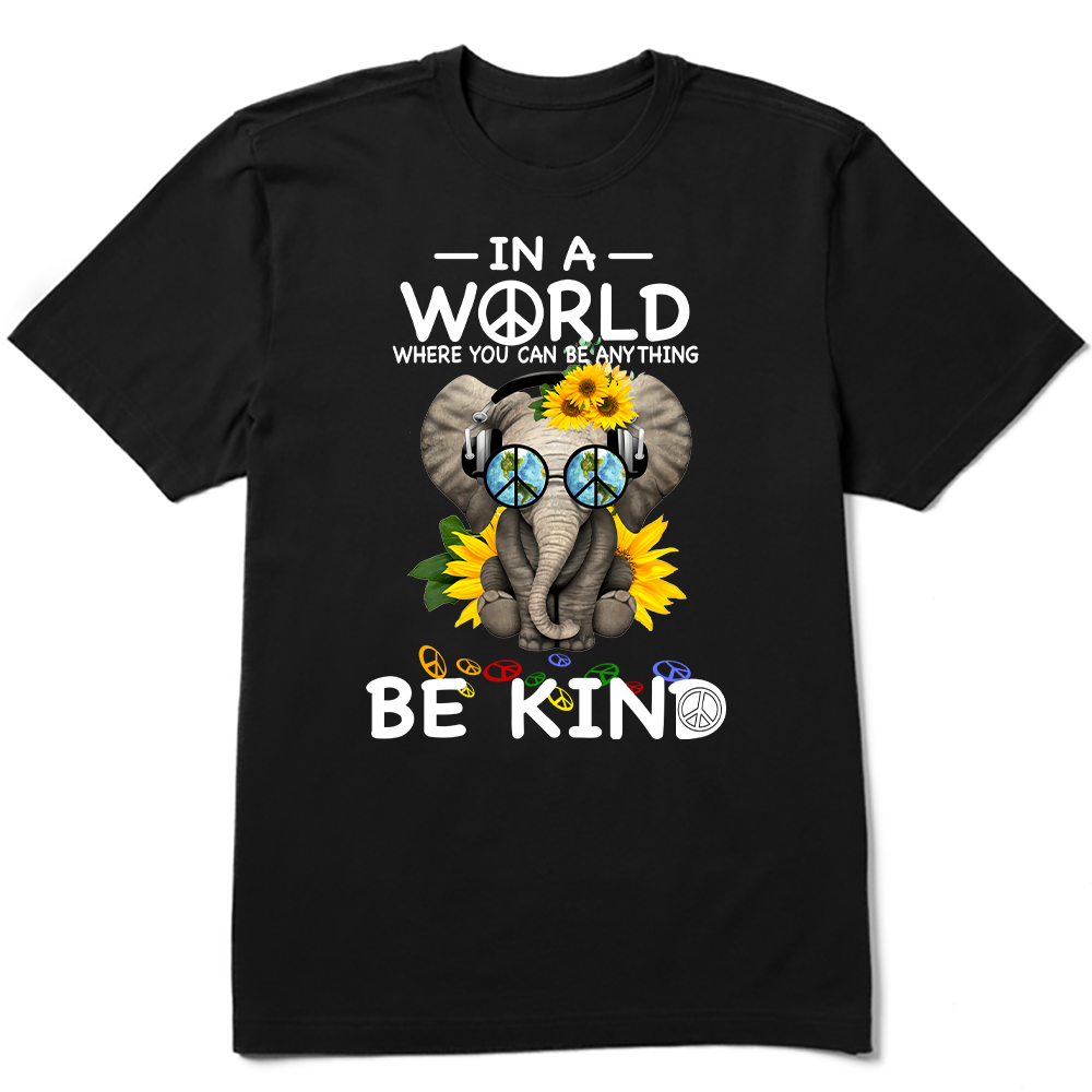 Hp007 Hippie T Shirt In A World Be Kind Elephant Unisex Ultra Cotton T Shirt