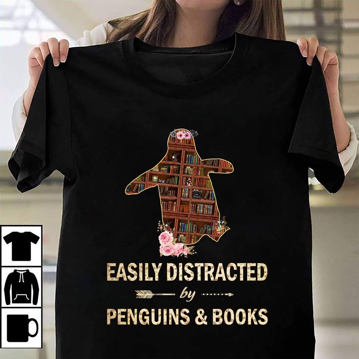 Easily Distracted By Penguins And Books – Standard T-Shirt, Gift For You, Gift For Book Lover, Gift For Penguin Lover Hoodie All Color Size S-5Xl