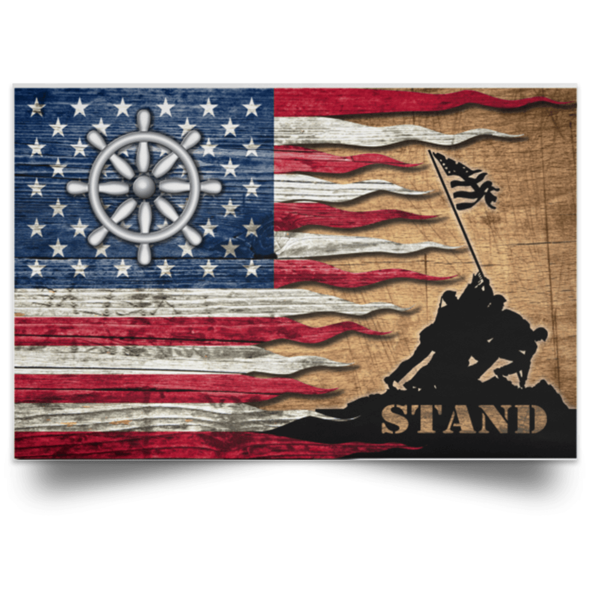 US Coast Guard Quartermaster QM Logo Stand For The Flag Satin Landscape Poster