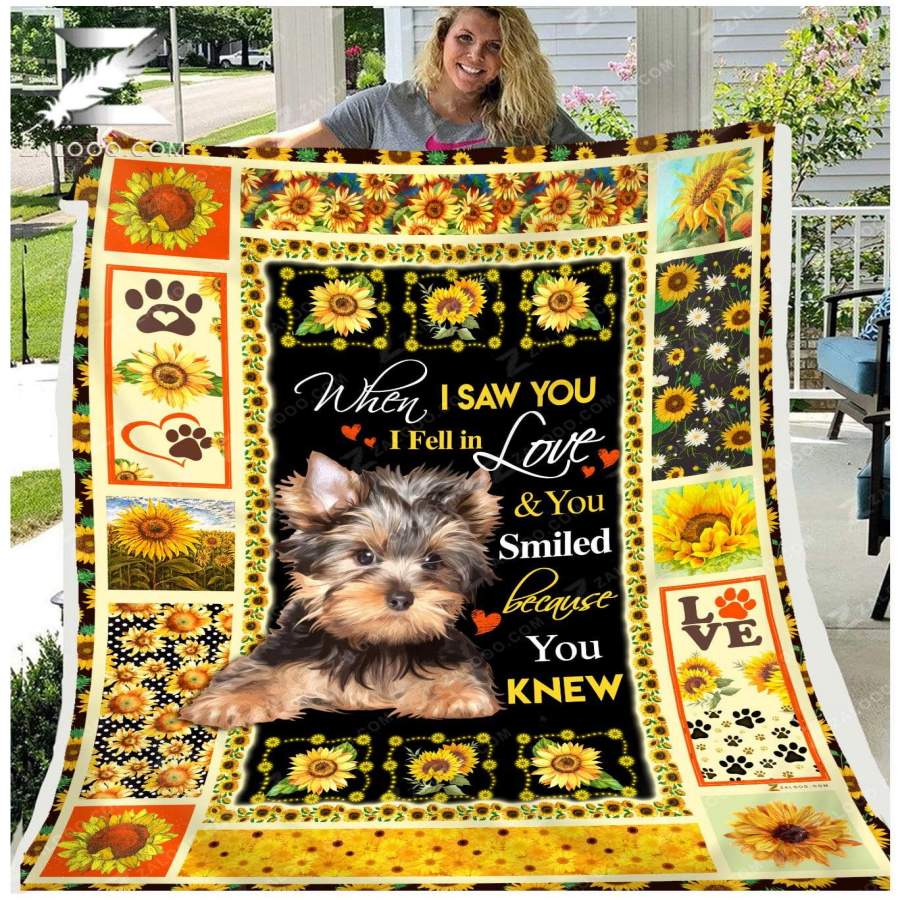 Zalooo – Custom Fleece Blanket – YORKIE – When I saw you