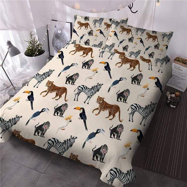 Wild Animals 3 Pieces Quilted Comforter Set