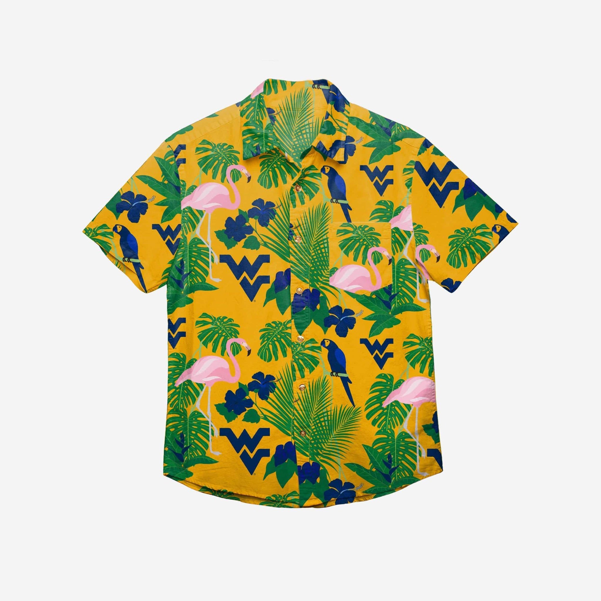 West Virginia Mountaineers Floral Button Up Hawaii Shirt Ha22099