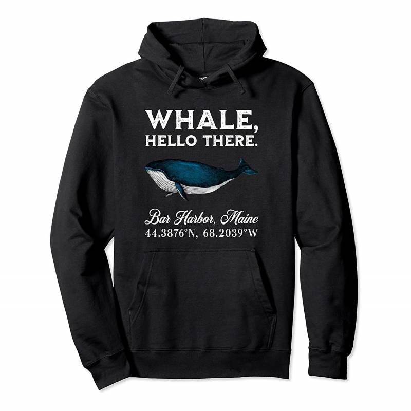 Bar Harbor, Maine Whale Hello There Coordinates Gift Pullover Hoodie, T Shirt, Sweatshirt