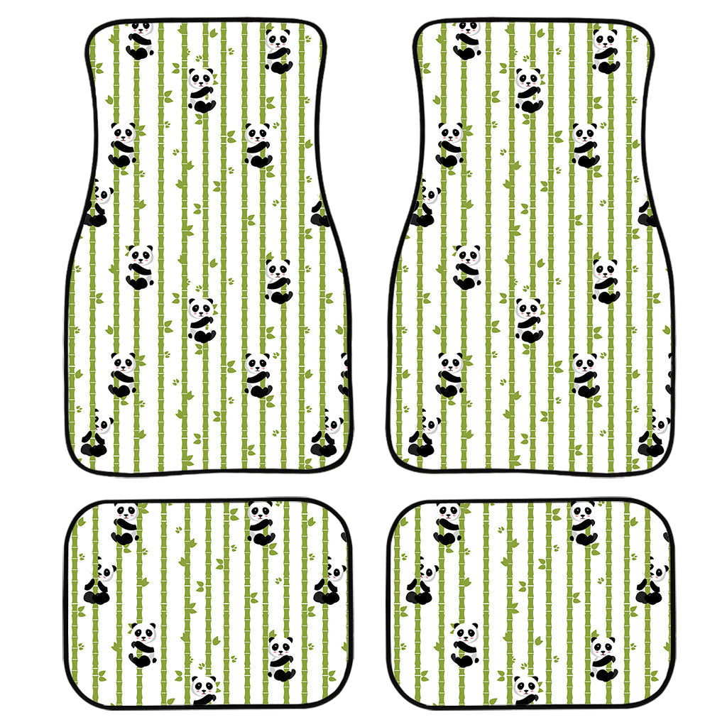 Cute Panda And Bamboo Pattern Print Front And Back Car Floor Mats, Front Car Mat