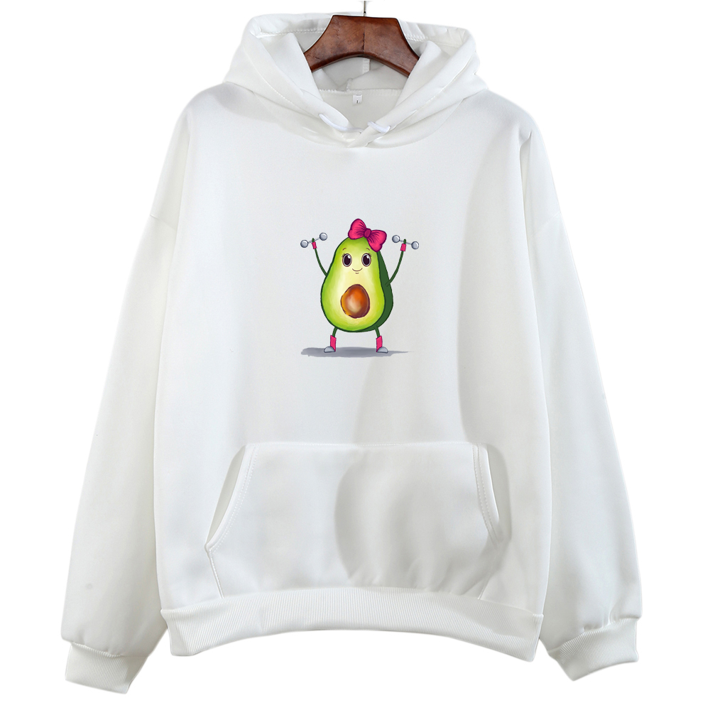 Casual Avocado Sweatshirt Women Pink Long Sleeve Warm Hooded Coat Female Autumn Winter Cute Graphic Hoodies Pullovers Sportswear alx