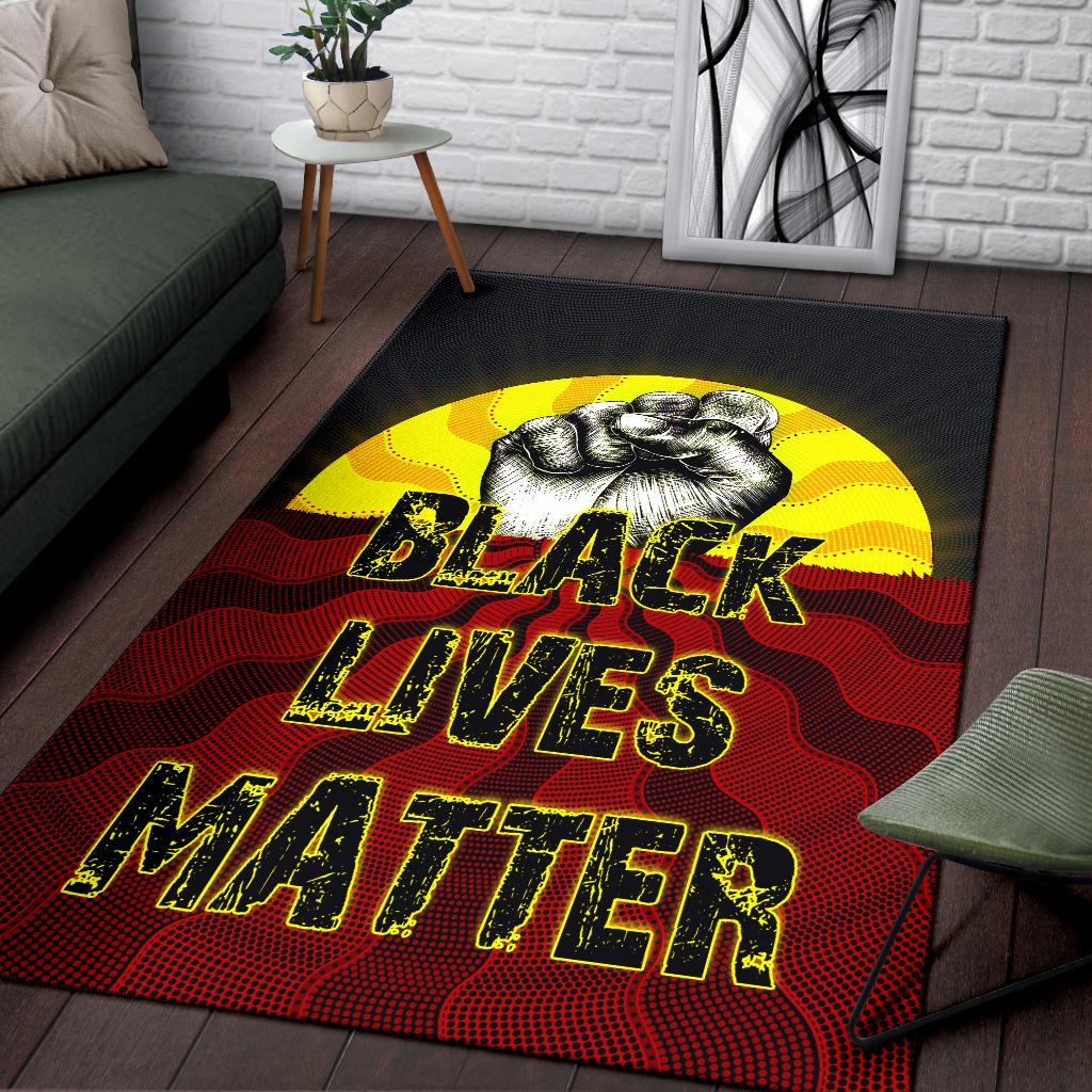 Area Rug – Aboriginal Black Lives Matter Sun Dot Painting