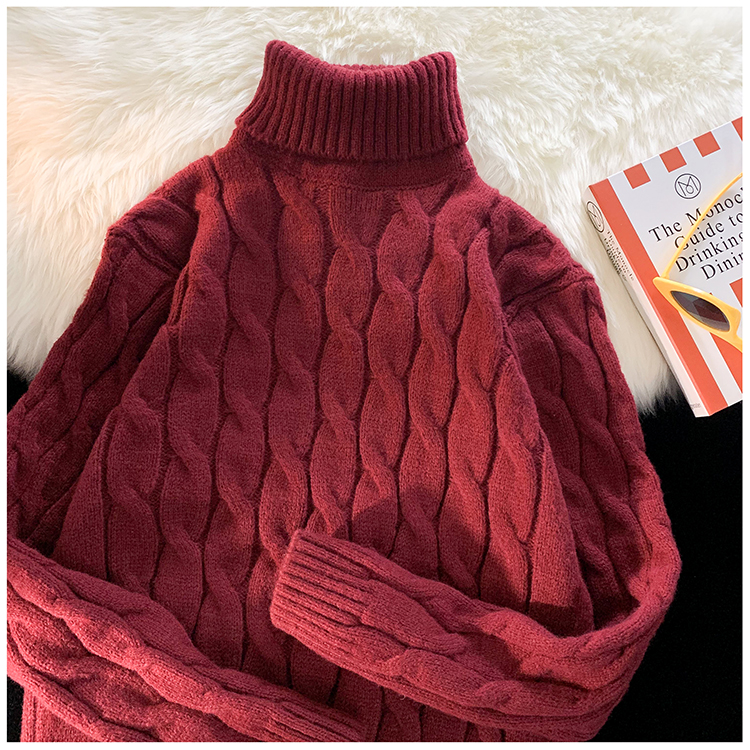 Winter Men’s Thick Sweater Thick Solid Color Turtleneck Collar Long Sleeve Warm Breathable Basic Classical Pullover alx