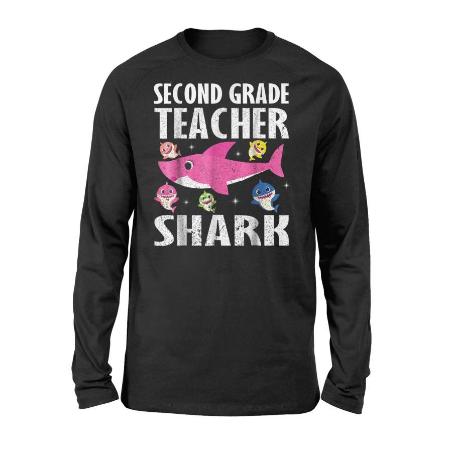 Cute Smile Mommy Baby Second Grade Teacher Sharks Long Sleeve T-Shirt