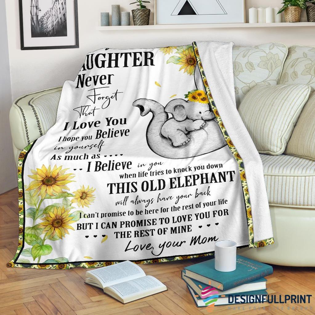 Gift For Elephant Lover Elephant Sunflower Mom To Daughter Mommy Love Premium Blanket Mother Day Gift