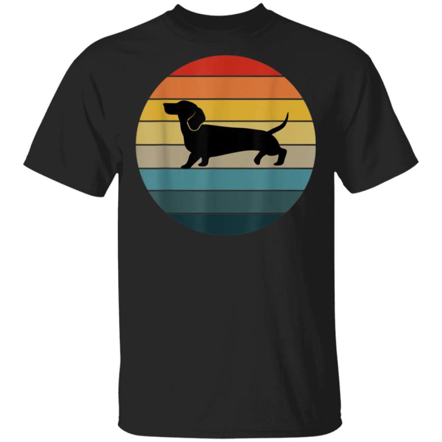 Vintage Dachshund Dog Retro Sunset Distressed Silhouette TShirt