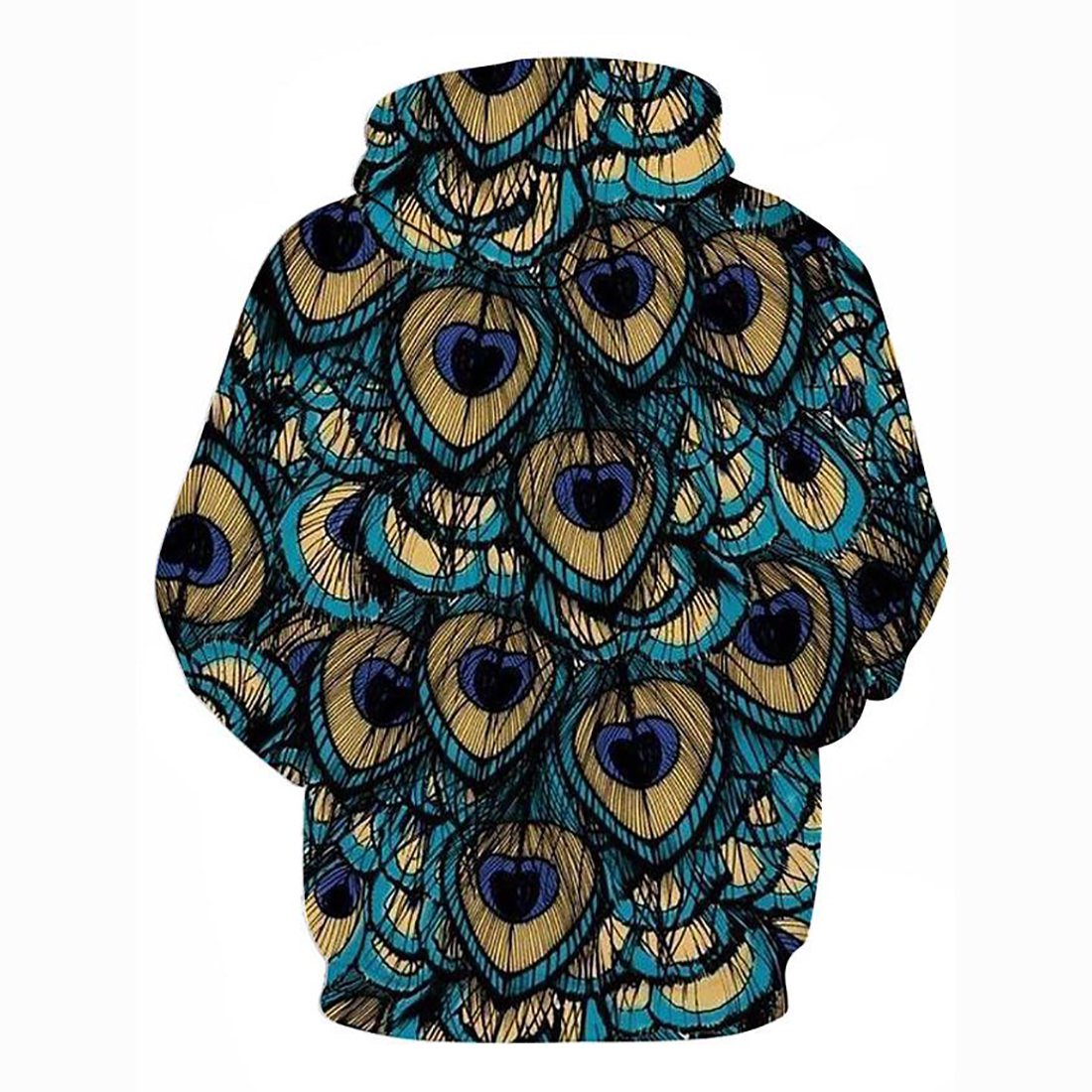 Men’s Geometric 3D Printed Hooded Casual Slim Blue Peafowls Animal Hoodie Party
