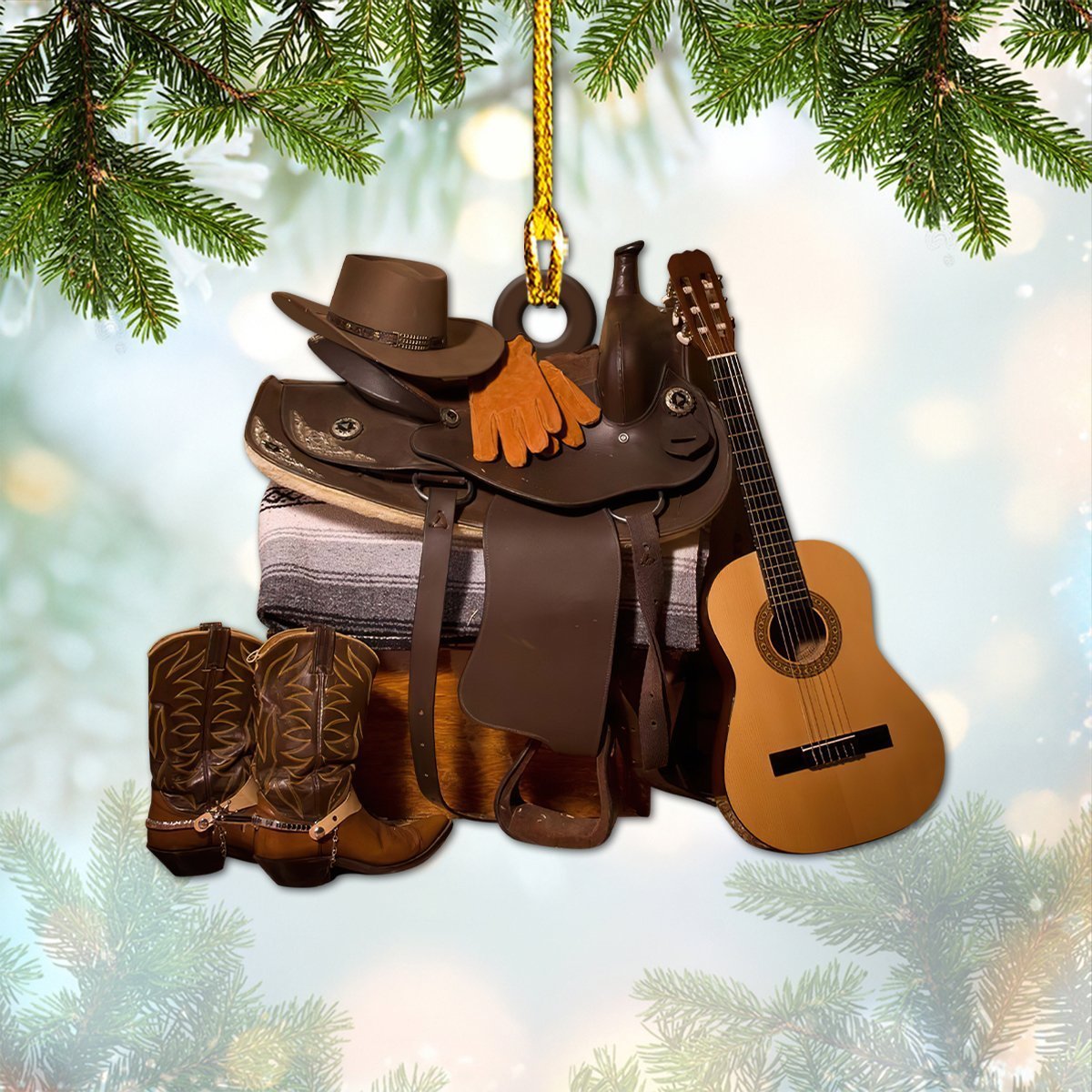 Cowboy And Guitar – Shaped Ornament