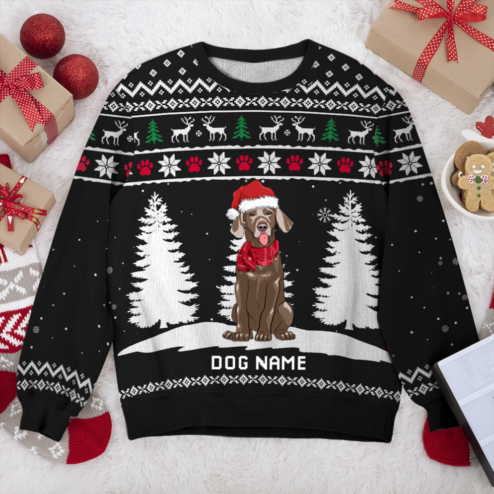 Weimaraner Winter Dog Personalized Sweater, Dog Ugly Christmas Sweater