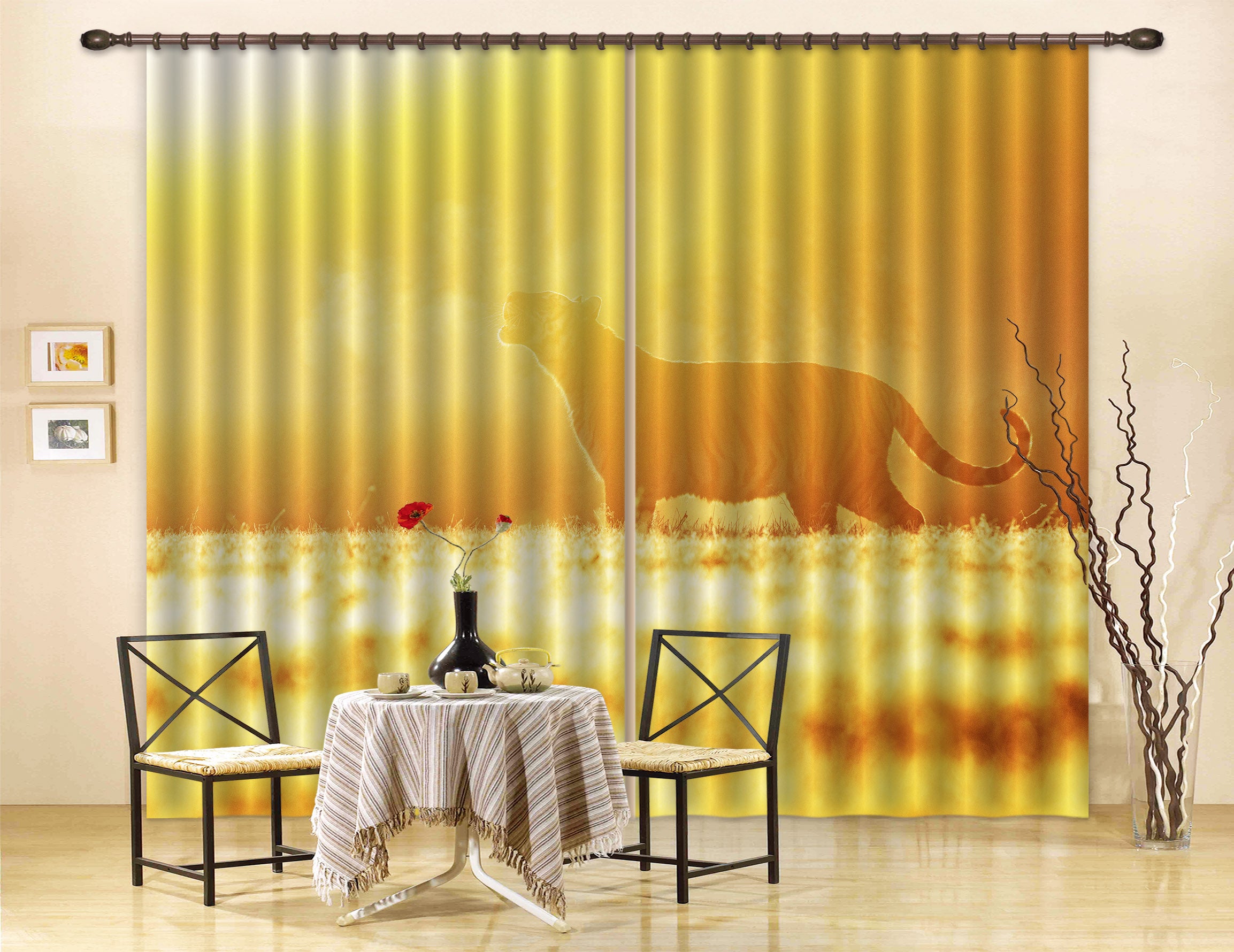 3D Sunset Tiger Yellow Curtains And Drapes Lqh A545