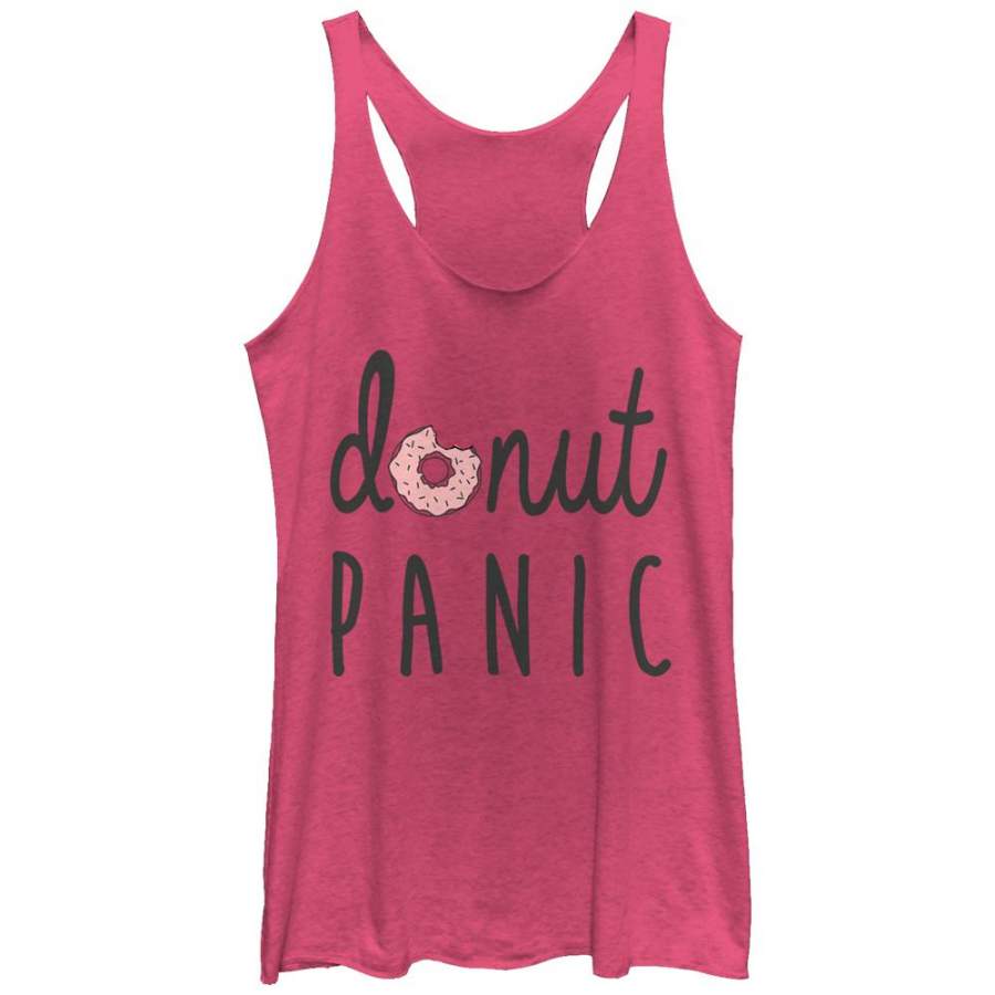 CHIN UP Women’s Donut Panic  Racerback Tank Pink Heather