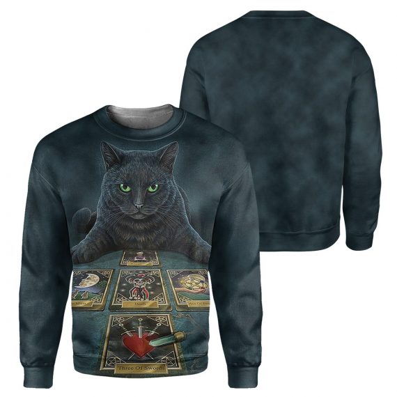 Wicca Black Cat All Over Print Unisex Sweatshirt For Cat Lovers