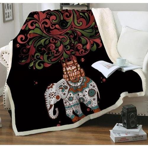 India Elephant Cla1910101F Sherpa Fleece Blanket