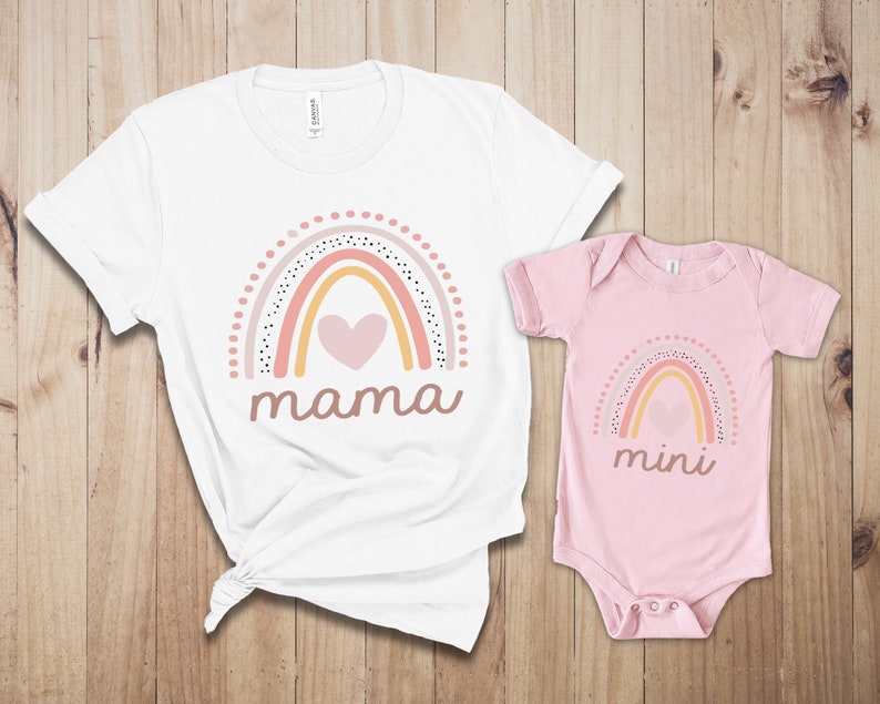 Mama Mini Rainbow Matching Shirt, Mommy And Me Shirts, Mommy Daughter Shirts Set, New Mom Gift , Mama Mini Rainbow T-Shirt