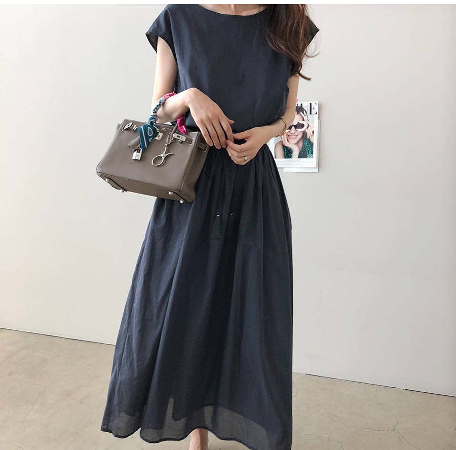 Uego Korea Design Sim Waist Sashes INS Lady Summer Dress Cotton Prairie Chic Holiday Beach Casual Dress Women Midi Dress alx