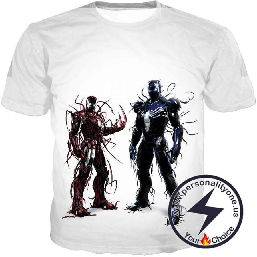 White Symbiotic Iron Man and Venom Promo T-Shirt