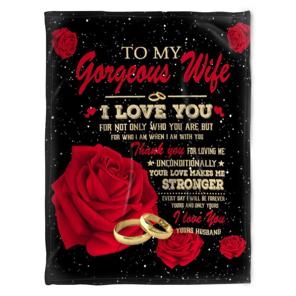 To My Gorgeous Wife Blanket,Fleece Blanket, Your Love Makes Me Stronger,Gift For Wife Family Home Decor Bedding Couch Sofa Soft And Comfy Cozy