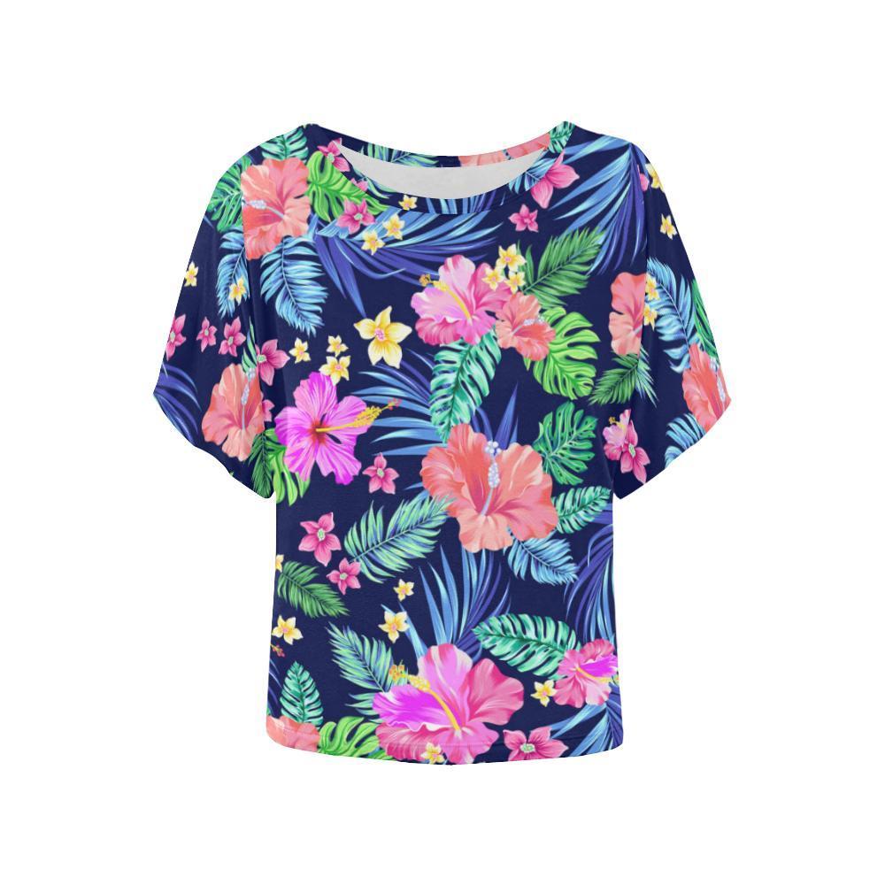 Hawaii Flower Hibiscus Neon Women Batwing Tops Shirt Ha75855