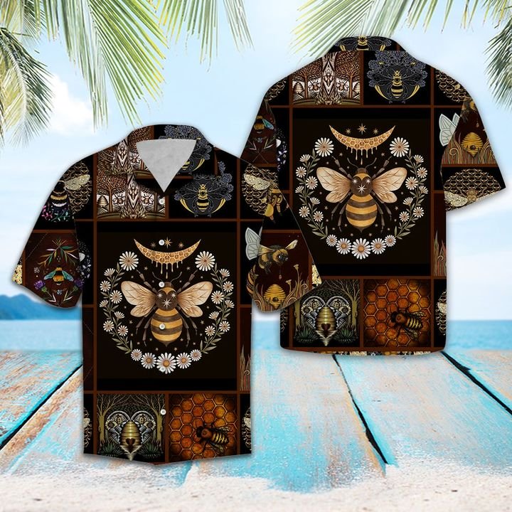 Awesome Bee Hawaiian Shirt Summer Button Up For Men, Women, Couple