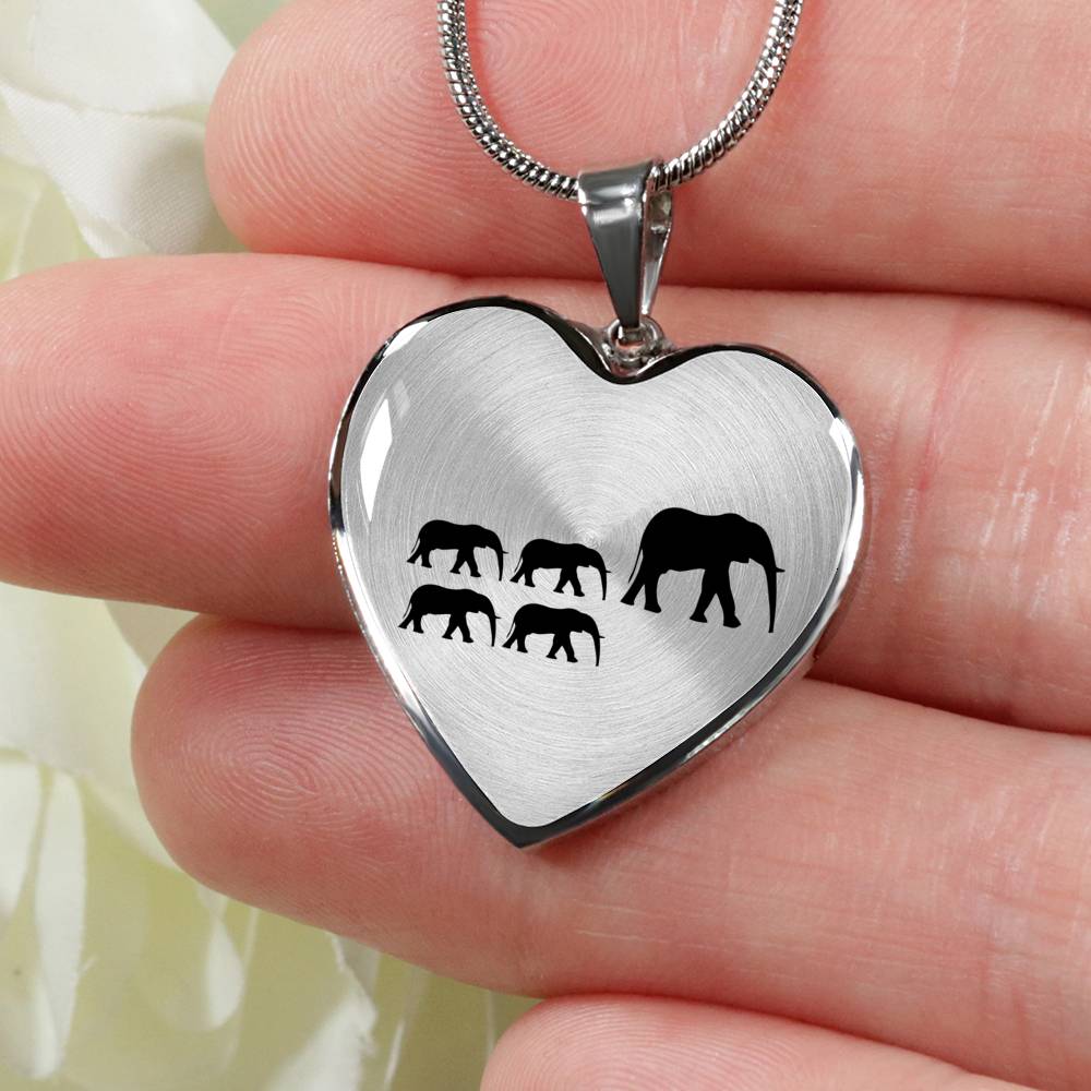 Personalized Elephant Mom + 4 Babies – Necklace