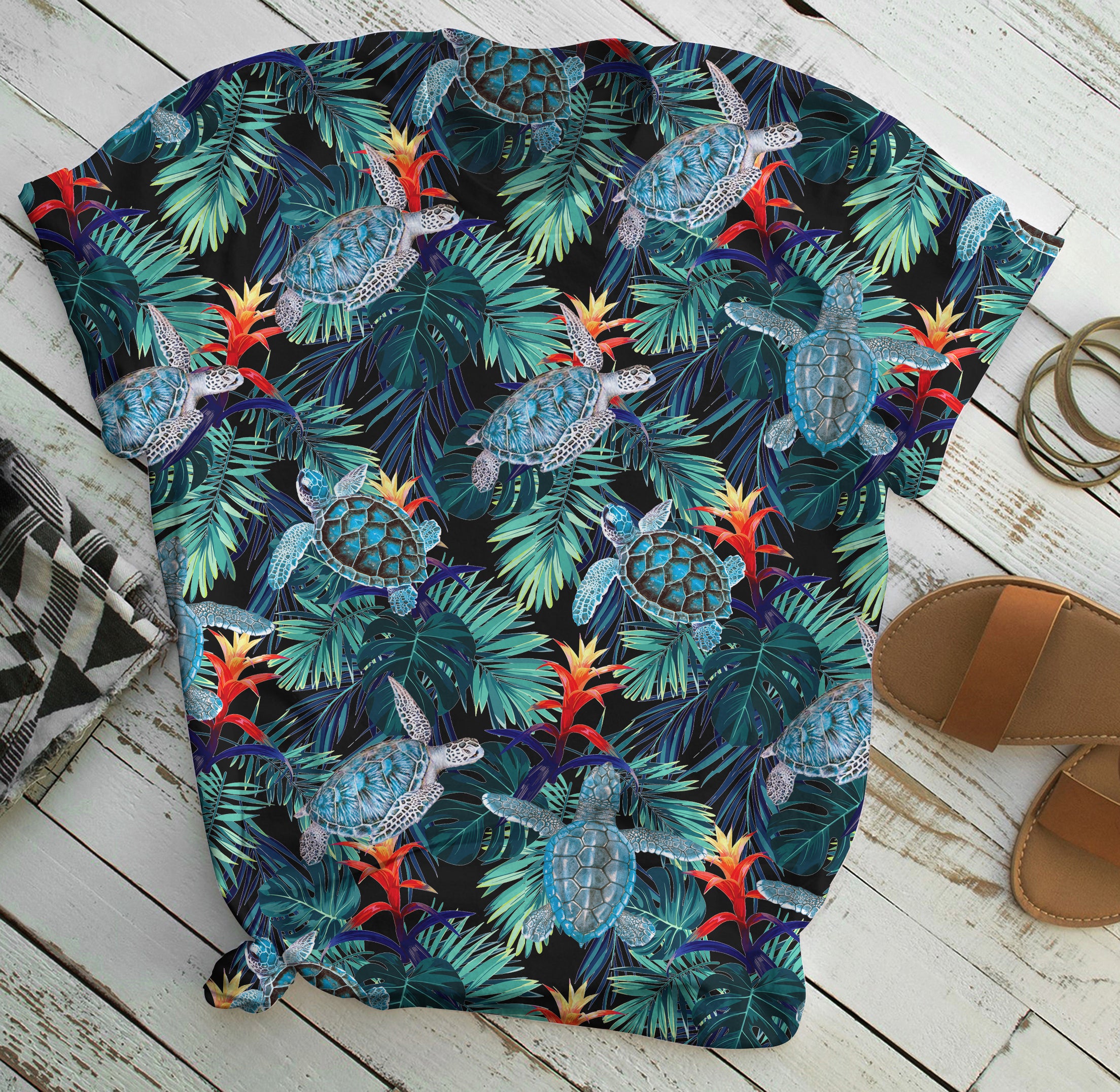 Turtle Hawaiian Leaves All Over Print Ha22824