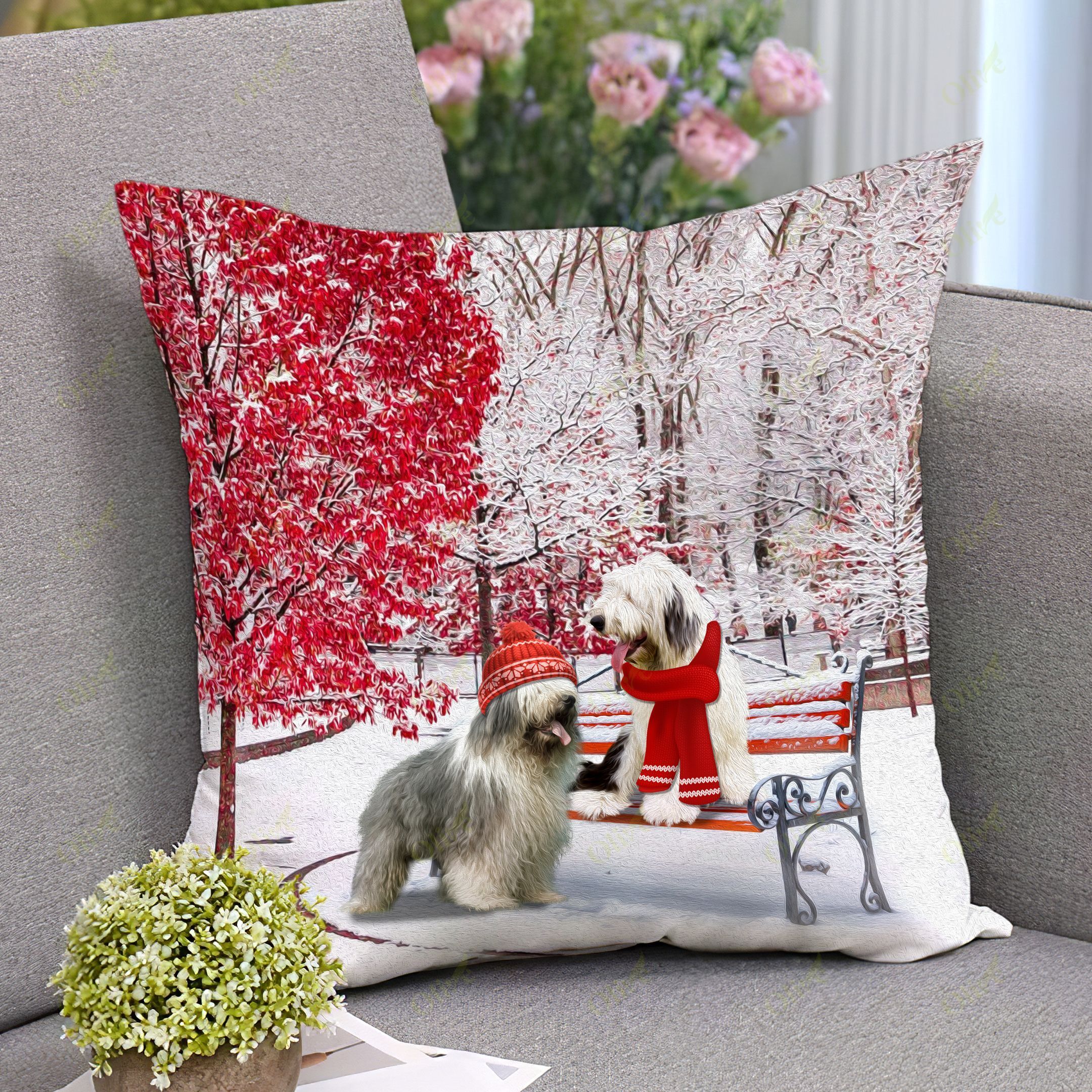 Old English Sheepdog – Lovely Couple Pillow Case