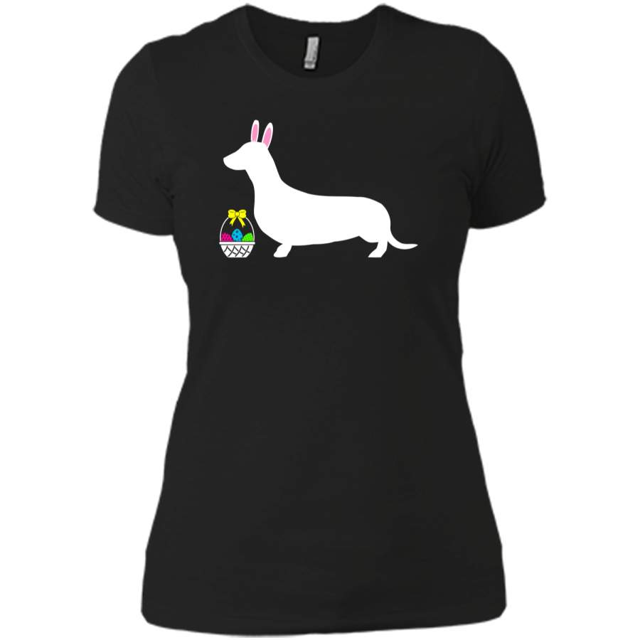 Dachshund Easter Bunny Dog Silhouette T-Shirt Next Level Ladies Boyfriend Tee