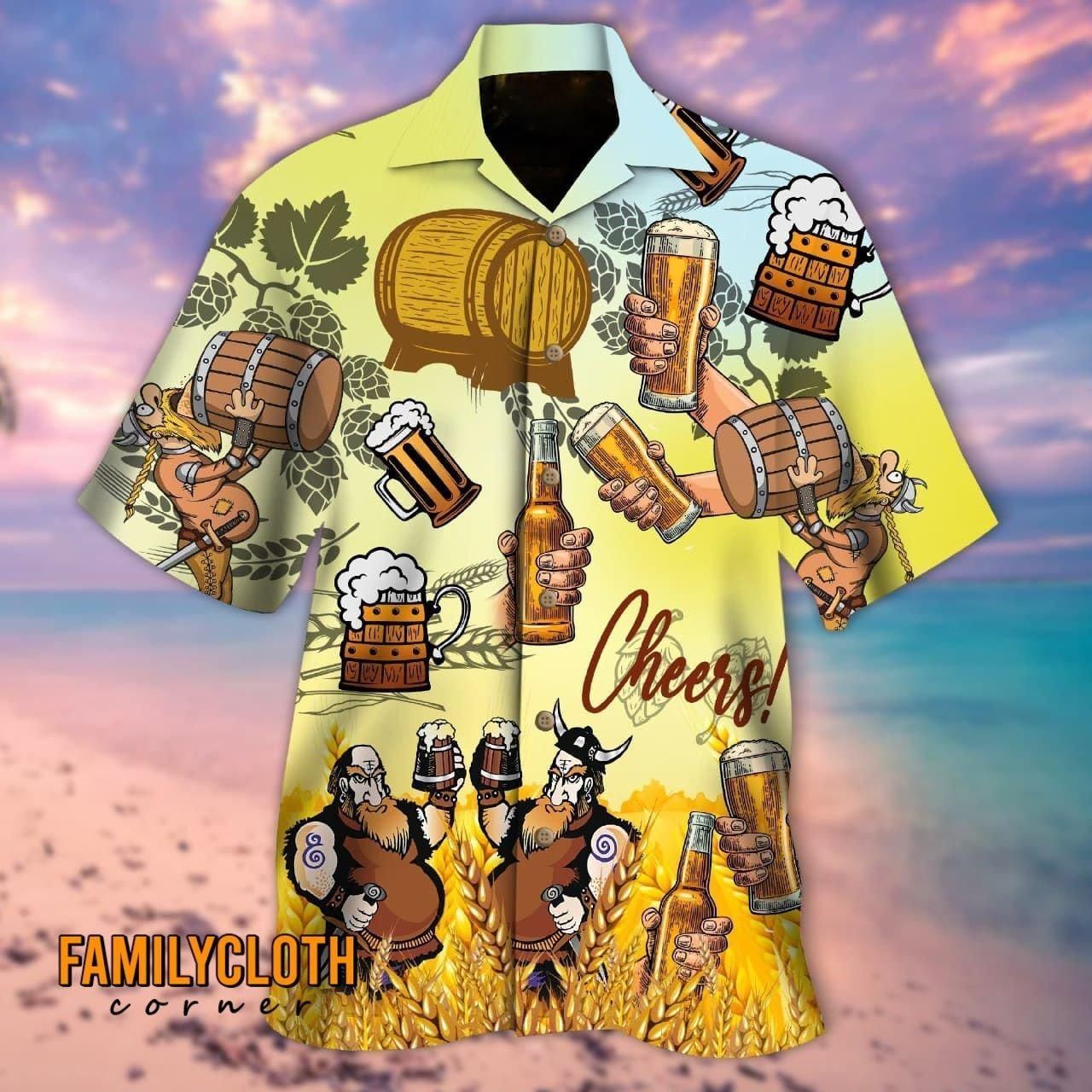 Viking Beer Love Aloha Hawaiian Shirt Colorful Short Sleeve Summer Beach Casual Shirt For Men And Women