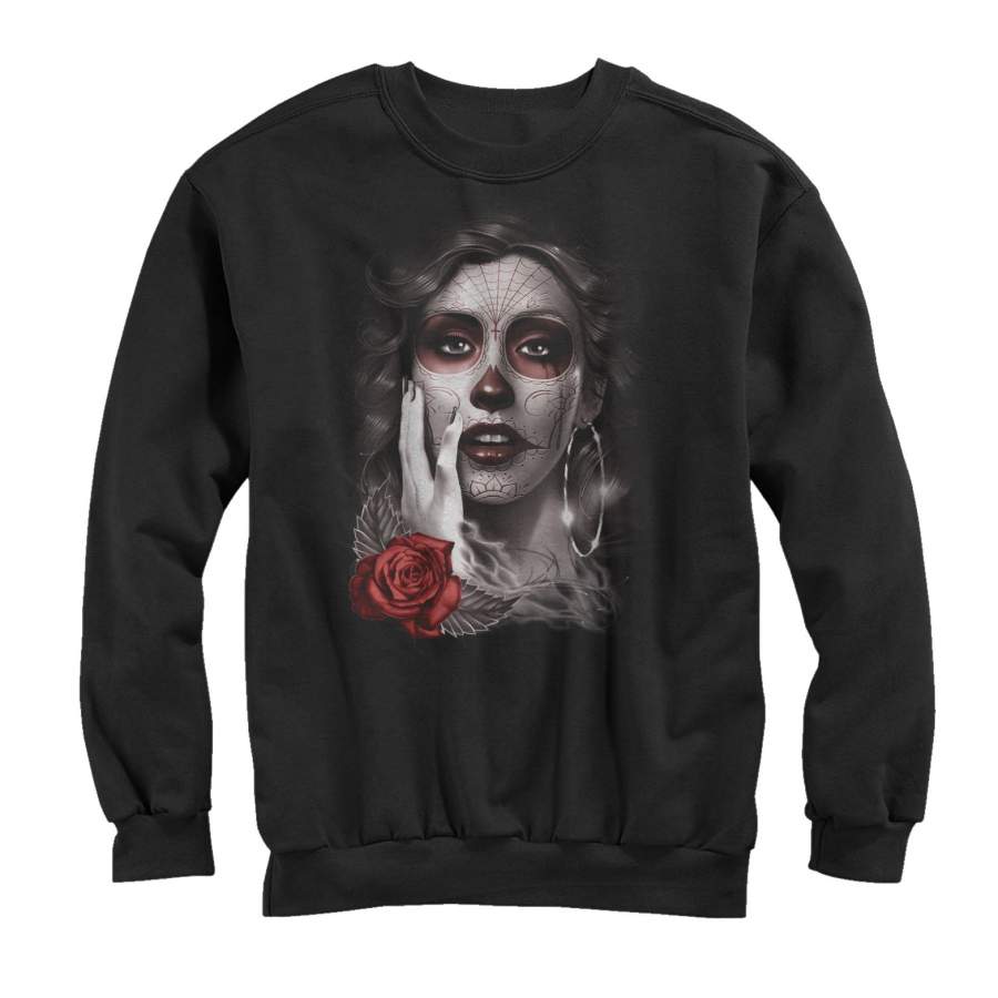 Aztlan Men’s Sugar Skull Tears  Sweatshirt Black