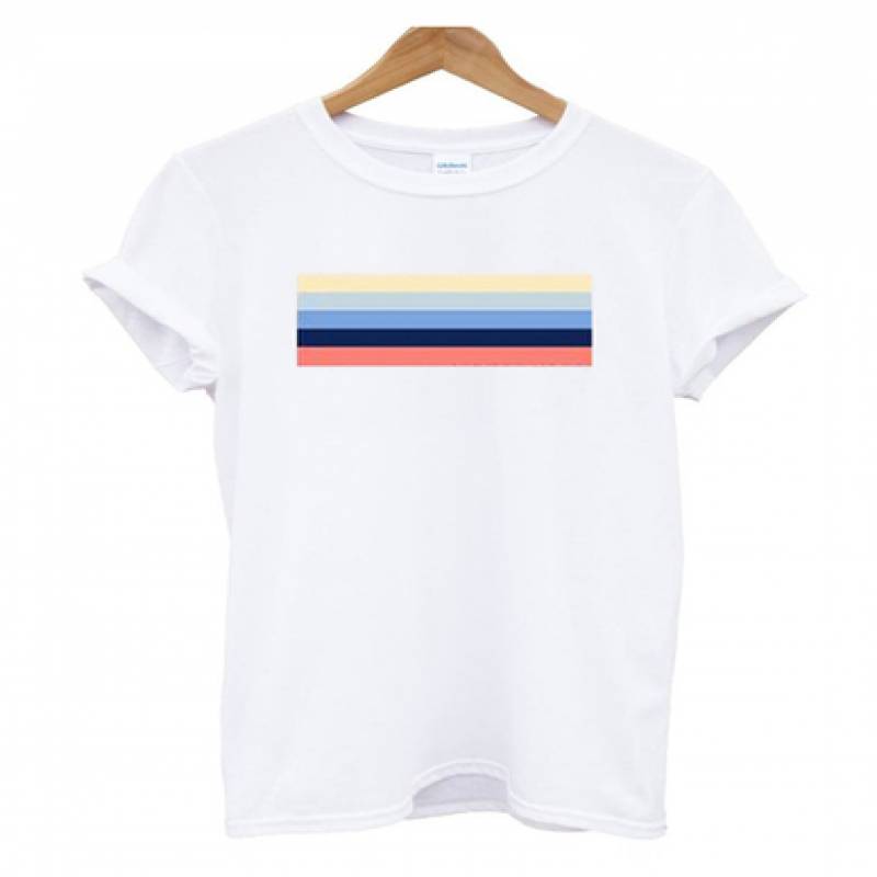 Rainbow stripe color T shirt