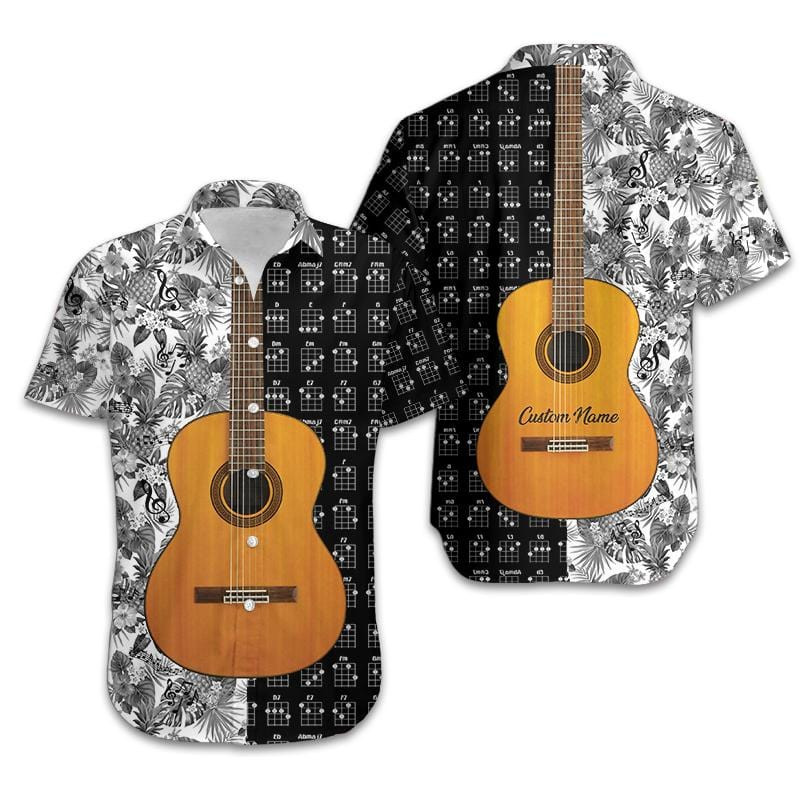 Hawaii Aloha Shirts Guitar Chords Floral Custom Name Ha97675