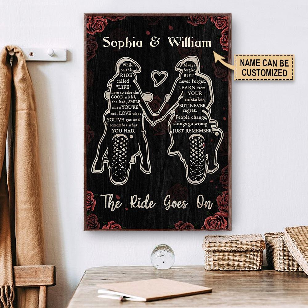 Aeticon Gifts Personalized Motorcycling While On This Ride Canvas Mom Dad Gift Home Decor