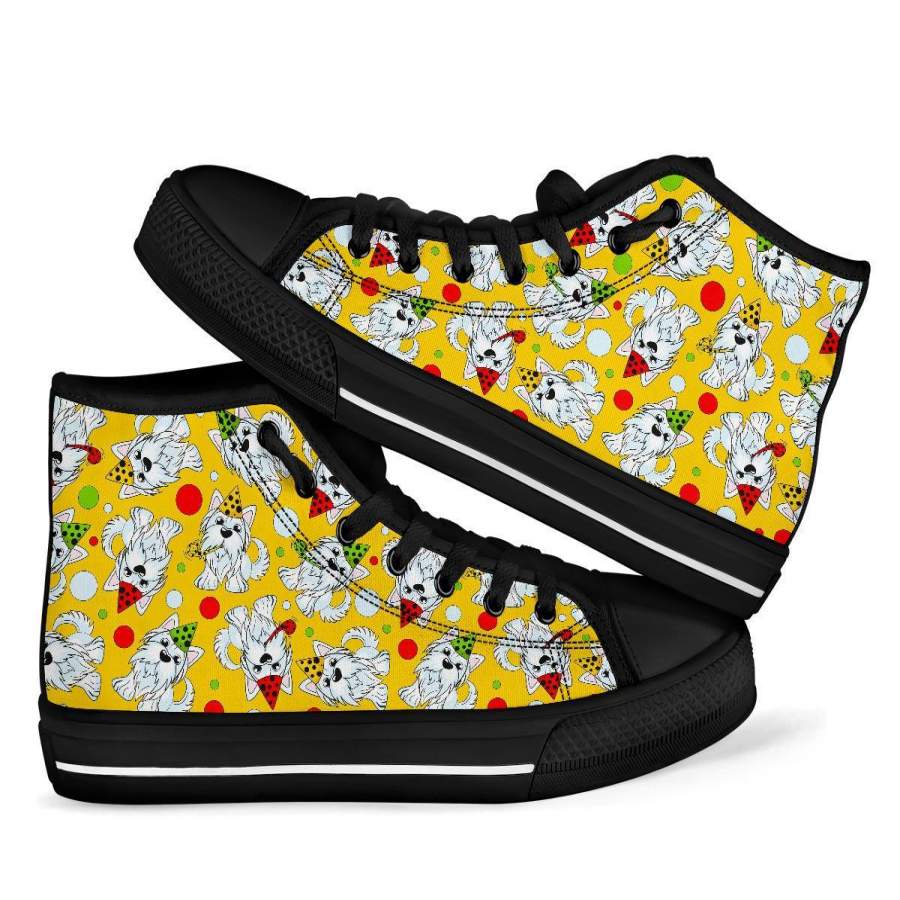 Puppy Yorkshire Terrier Dog Print Pattern Men Women’s High Top Shoes