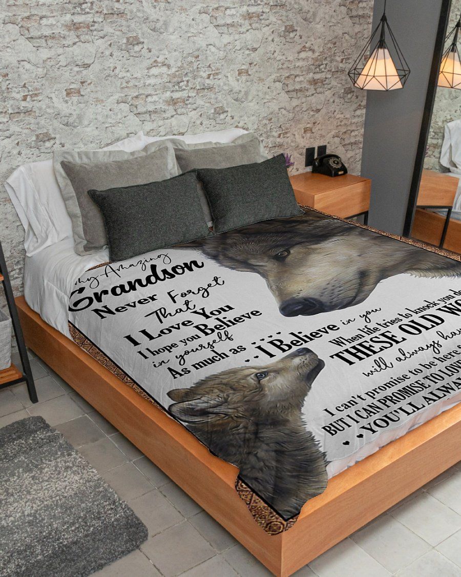 [Personalized Name] Grandparents Wolf The Rest Of Mine  Fleece Blanket, Sherpa Blanket, Gift For Grandson Gift For Family Member, Friends Gift, Christmas Gift, Home Decor, Home Living